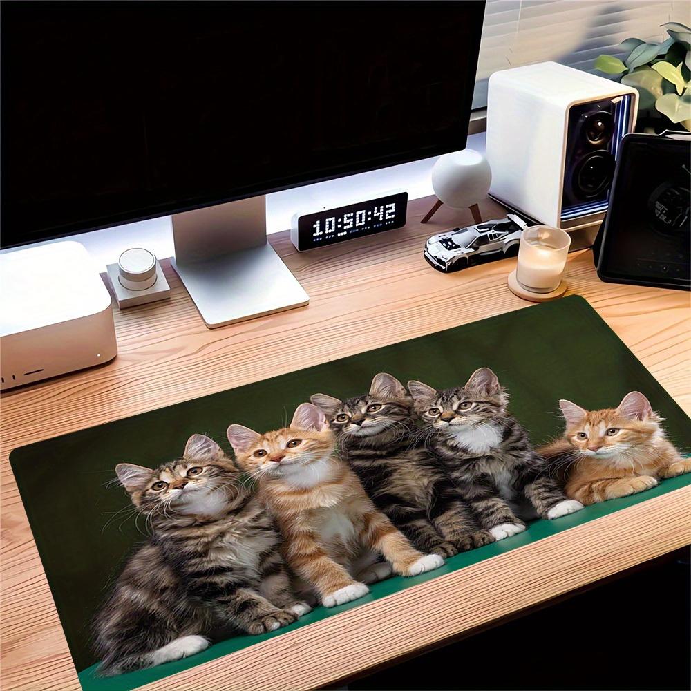 1 Stück Großes Gaming-Mauspad, UV-reaktive rutschfeste Schreibtischmatte, Waschbares PolyesterKatze, Katze, Entzückendes Computerpad mit Lebendiger Spielmaschine Pr