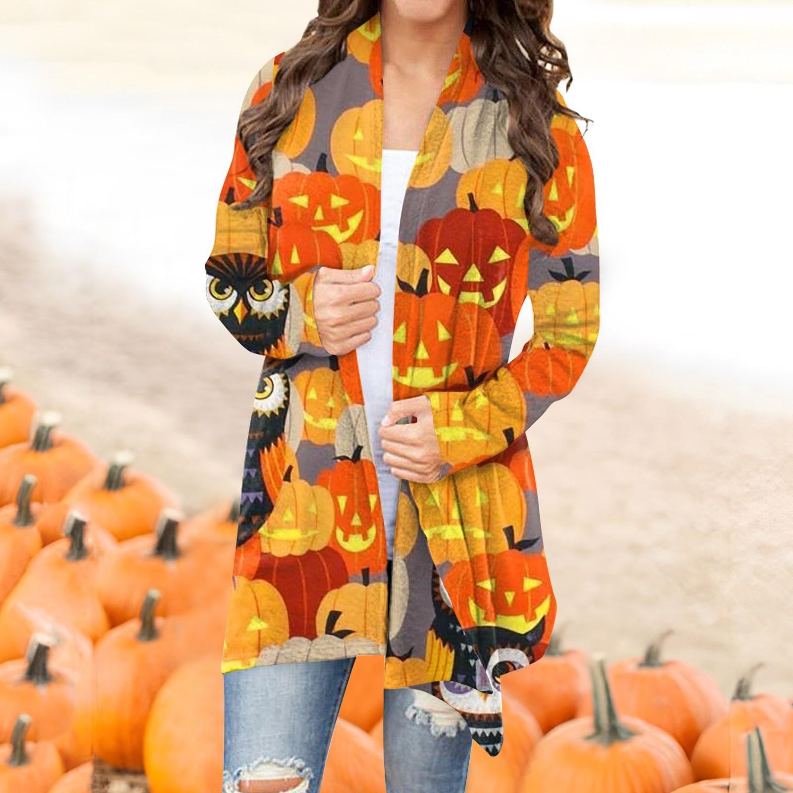 

Женская мода, повседневный кардиган с цветочным принтом на Хэллоуин, куртка средней длины, пальто XXL жёлтый