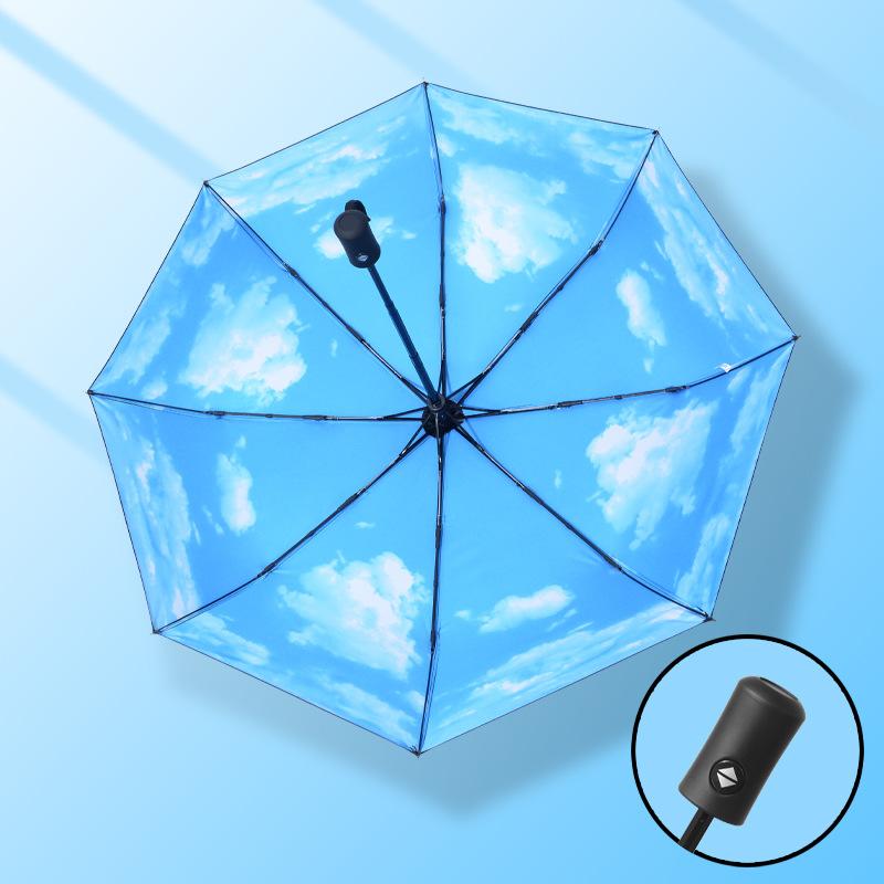 Large Umbrella Three Folding Small Black Umbrella Vinyl Umbrella UV Protection Parasol Women's Sunscreen Umbrella