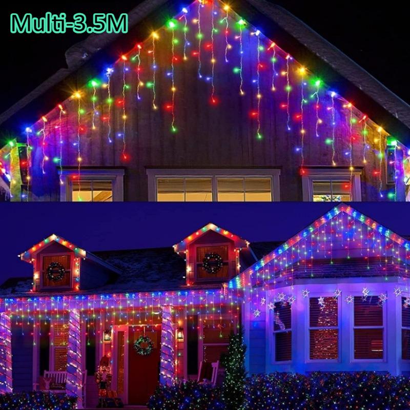 3.5/7M Outdoor Solar LED String Lights Garden and Patio Starry Icicle Lights for Holiday Christmas Party Wedding Decor