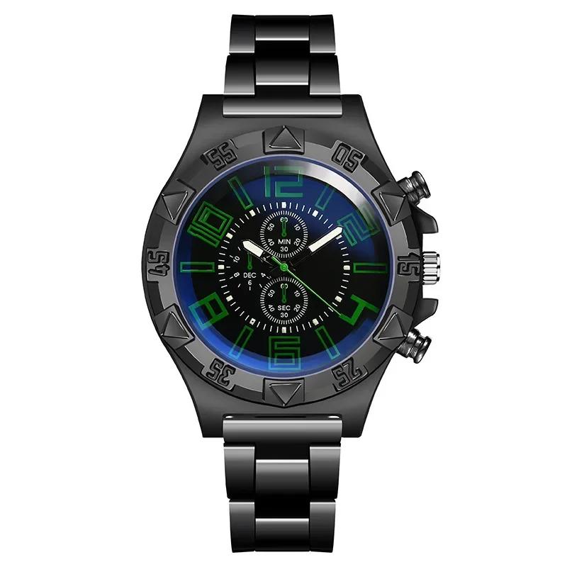 Men's Sports Mesh Belt Luminous Watch Men's Hollow Calendar Blue Light Watch Dial Design High Quality Luxury Mens Watch
