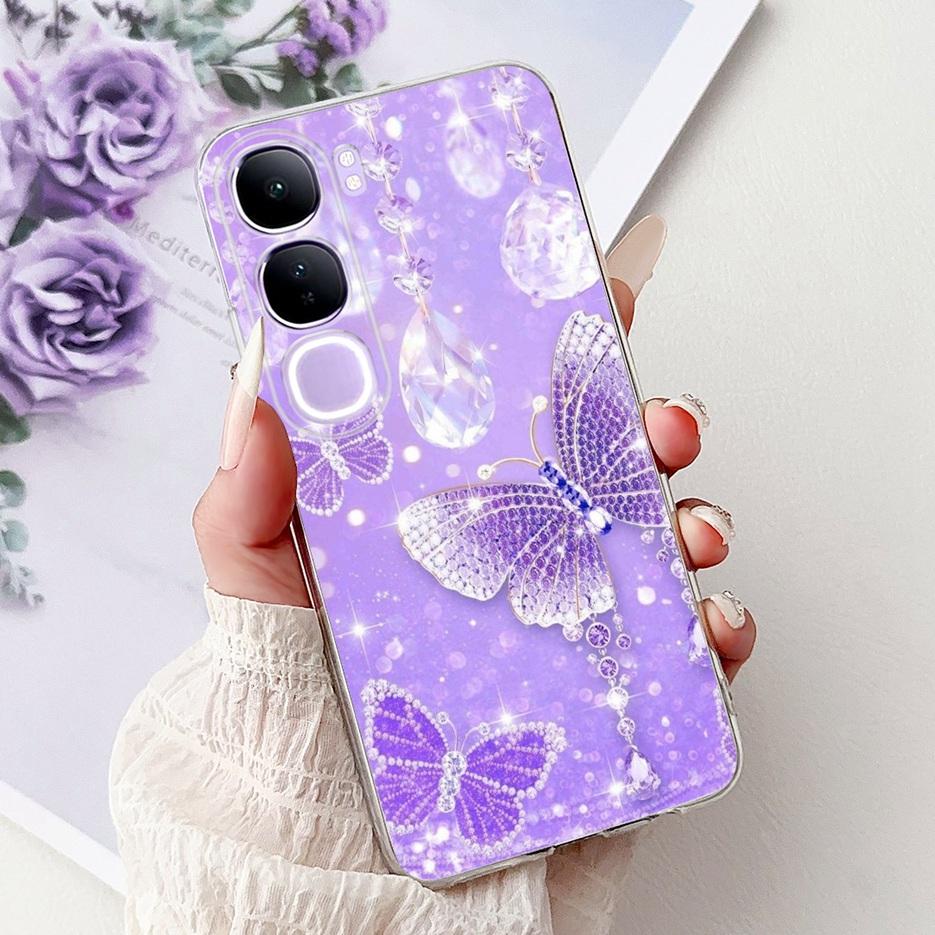 For Vivo Y200 5G Case Vivo V40 Lite Beautiful Butterfly Painted Cover Soft Slim Phone Case For Vivo Y300 Y 200 V40Lite 5G Bumper