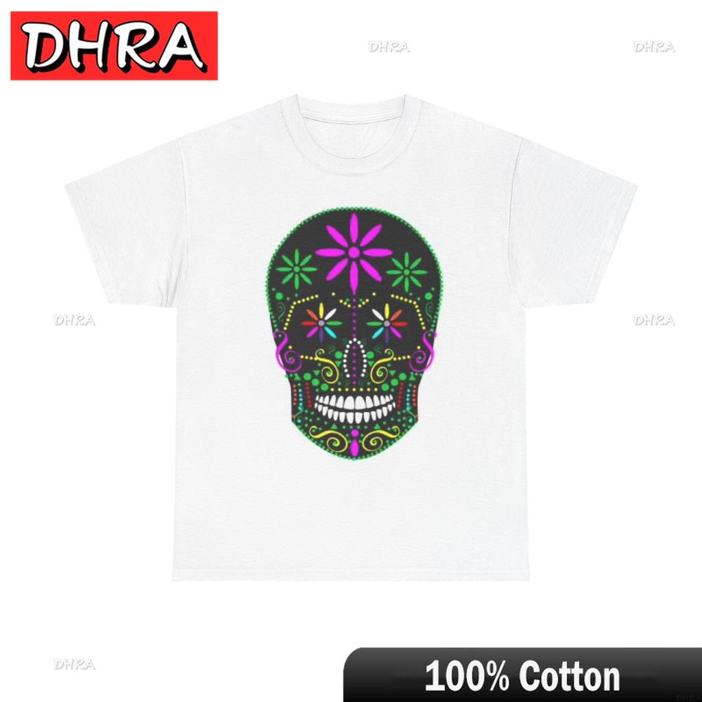 Day of The Dead Tee Vintage Art Graphic TShirt Unisex Cotton Shirt De Skull Modern Graphic Shirts for Travel TShirt