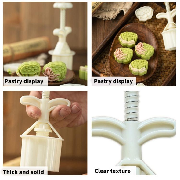 Flower Pattern Moon Cake Maker Mold MidAutumn Pastries Tool Cookie Dessert Cutter Hand Pressure Moon Cake Mold Easy Clean