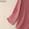 ZANZEA Women Casual V-Neck Solid Color 3/4 Sleeve Loose Blouse