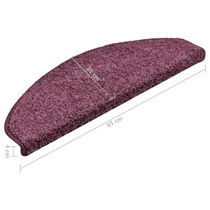 VidaXL Tapis d'escalier 15 pièces 65 x 21 x 4 cm Violet foncé Demi-rond Grand 322385