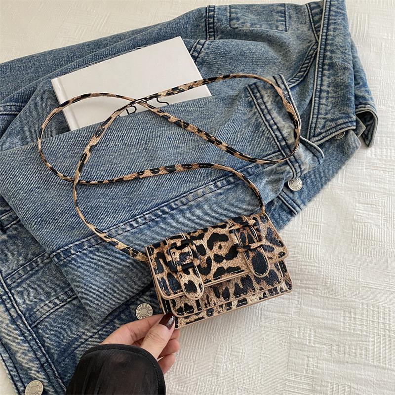 Stylish Mini Leopard Print Shoulder Bag For Women With Trendy Casual Vibe In Gray And Khaki
