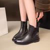 Fleece Damenstiefel Winter Neu Niedriger Absatz Leder Quadratische Spitze Dünne Stiefel Warme Mode Stiefel