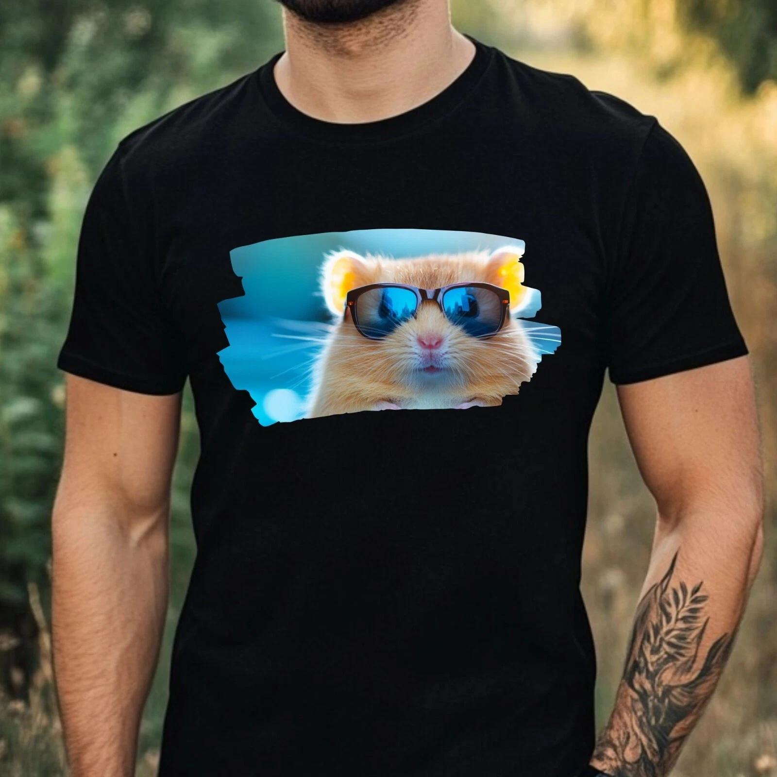 T-Shirt Herren Hamster mit Sonnenbrille Motiv Baumwolle Größe XS bis 5XL XL