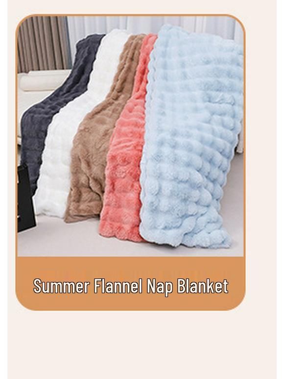 Tuscany Faux Rabbit Fur Bubble Fleece Blanket - Cozy Winter & Summer Sofa Throw