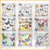 Elegant Butterfly & Floral Print Sofa Cushion Cover - Summer Style