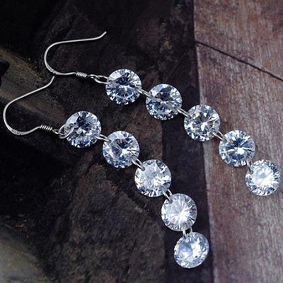 Orecchini da donna eleganti da sposa con 5 strass lunghi pendenti con nappe