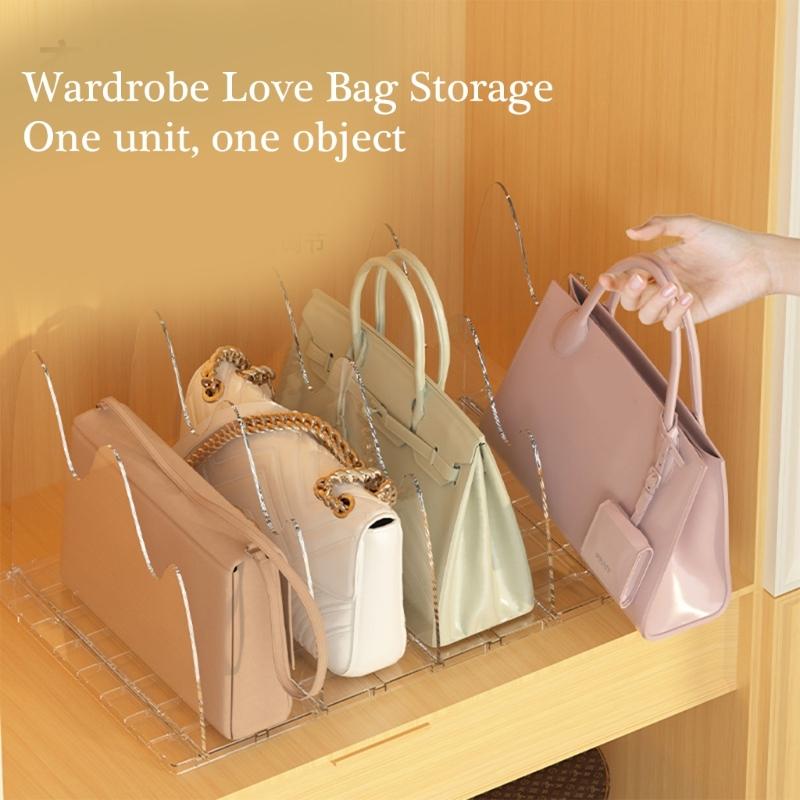 Space Saving Bag Display Organizers Adjustable Acrylic Shelf Divider Storage Organizers For Bags And Accessories