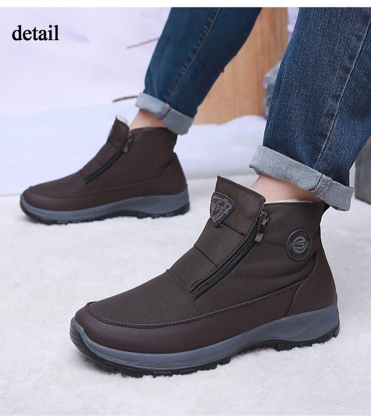 Herren Winter Warme Schneestiefel mit Reißverschluss Rutschfeste Stiefeletten mit Kunstfellfutter Bequeme Arbeitssneaker Lässige Walking Kurzstiefel Schuhe für Herren