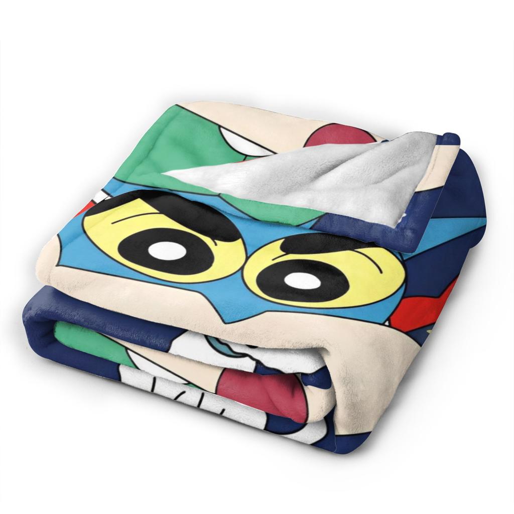 Crayon Shin Chan as Action Kamen Blankets Fleece Summer Air Conditioning Manga Multi-function Throw Blanket for Home Couch Quilt