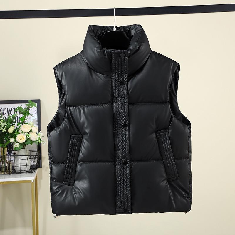 Vestă de iarnă cu puf pentru femei, groasă, cu gât în V, fără mâneci, jachetă puffer, călduroasă, îmbrăcăminte exterioară pentru femei