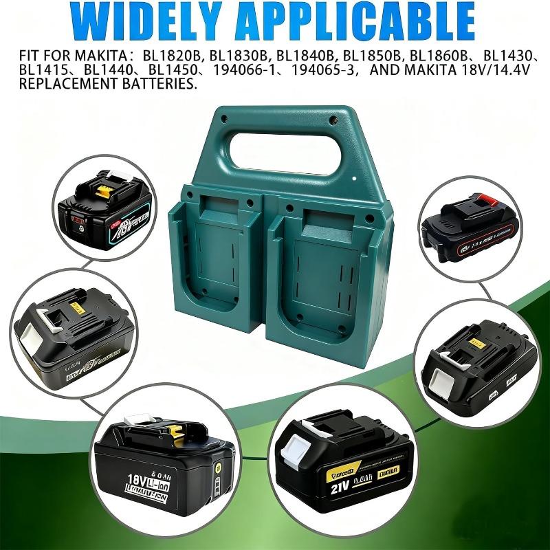 4/6-Slot Battery Holder for Makita 14.4V 18V Portable and Rugged Case Compact Organizer for Tool Bags Job Sites Quick Access