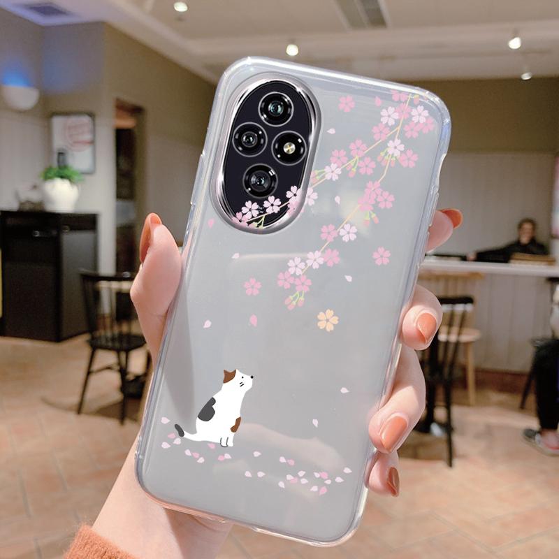 

For Honor 200 400 Lite Pro Phone Case Fashion Flower Transparent Back Cover For Honor 200 Soft Silicone Anti Drop Bumper Fundas Honor 400 Lite