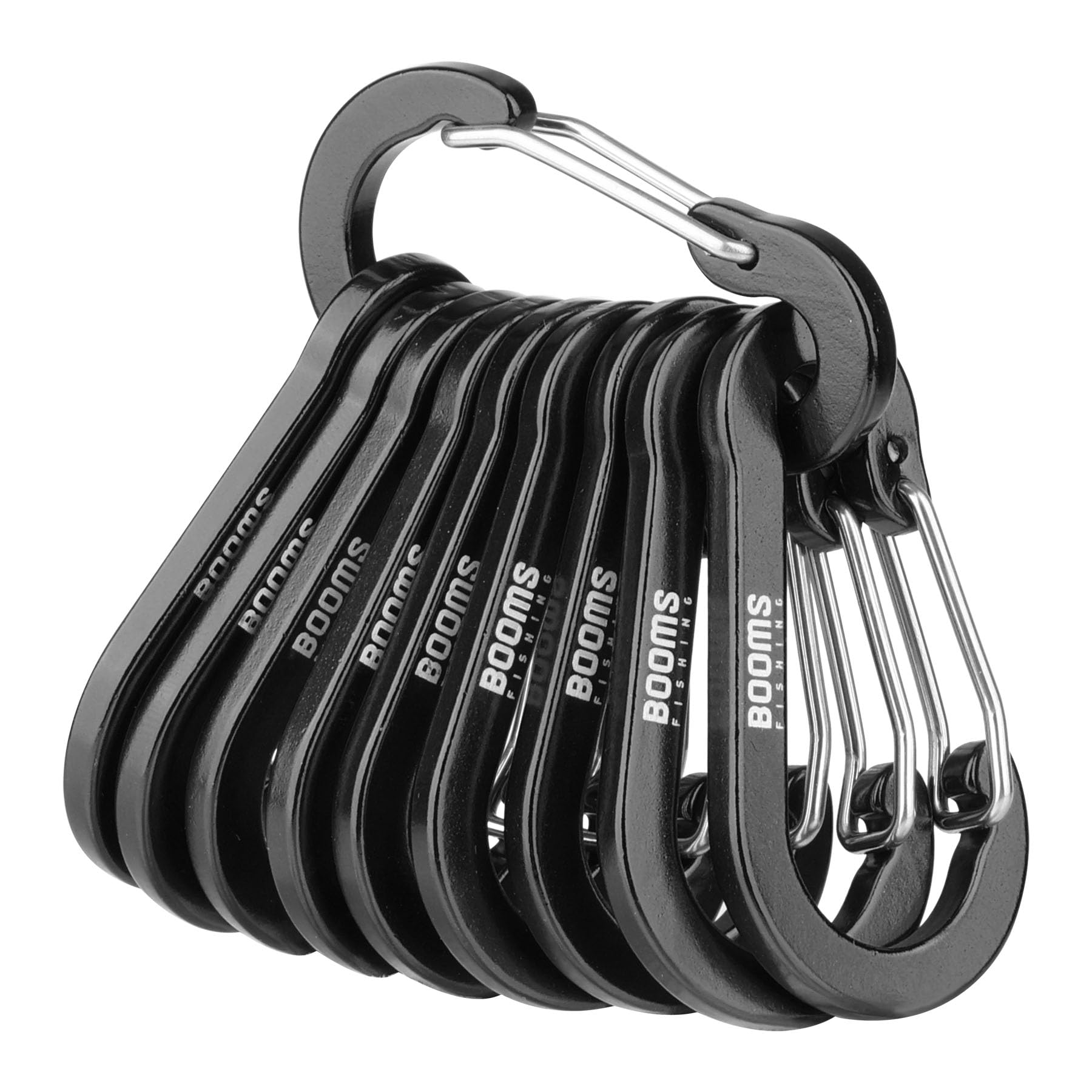 Booms Fishing CC1 Carabiner Small Set of 10 Stylish Aluminum 40mm x 20mm x 3.18mm чёрный
