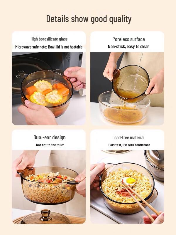 Korean Style Glass Noodle Bowl with Lid