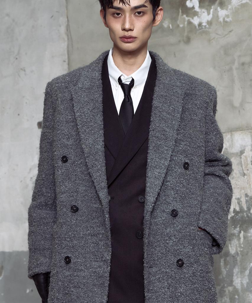 Lanarchive [0089] Boucle Double Long Coat - Grey