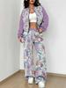 Splicing Autumn And Winter New European And American Women'S Clothing Retro Pattern Printing Suit Women