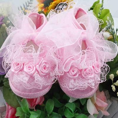 Sweet Kids Baby Girls Crib Shoes Lace Flower Soft Sole Newborn Crib Shoes