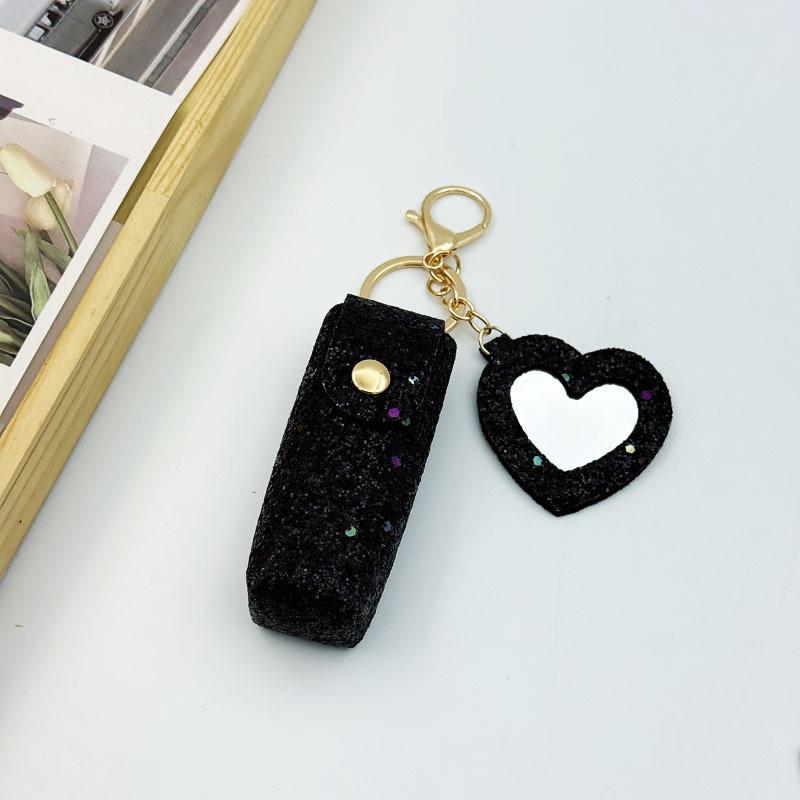 Compact Leather Lipstick Organizer Keychain: Elegant Mini Bag Pendant Accessory