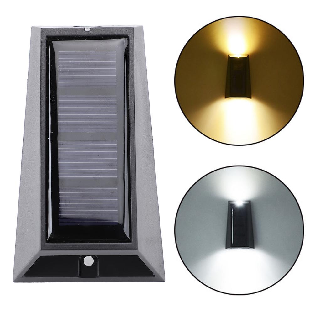 Solar Outdoor Wall Lights Waterproofing White Warm 2 Color LED Solar Lights for Outdoor Stairs Pathways and Gate Posts