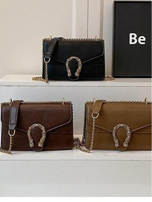 Bolsa Feminina Quadrada Pequena Versátil e Moderna 2025 - Bolsa Dionysus de Corrente Transversal de Ombro Único