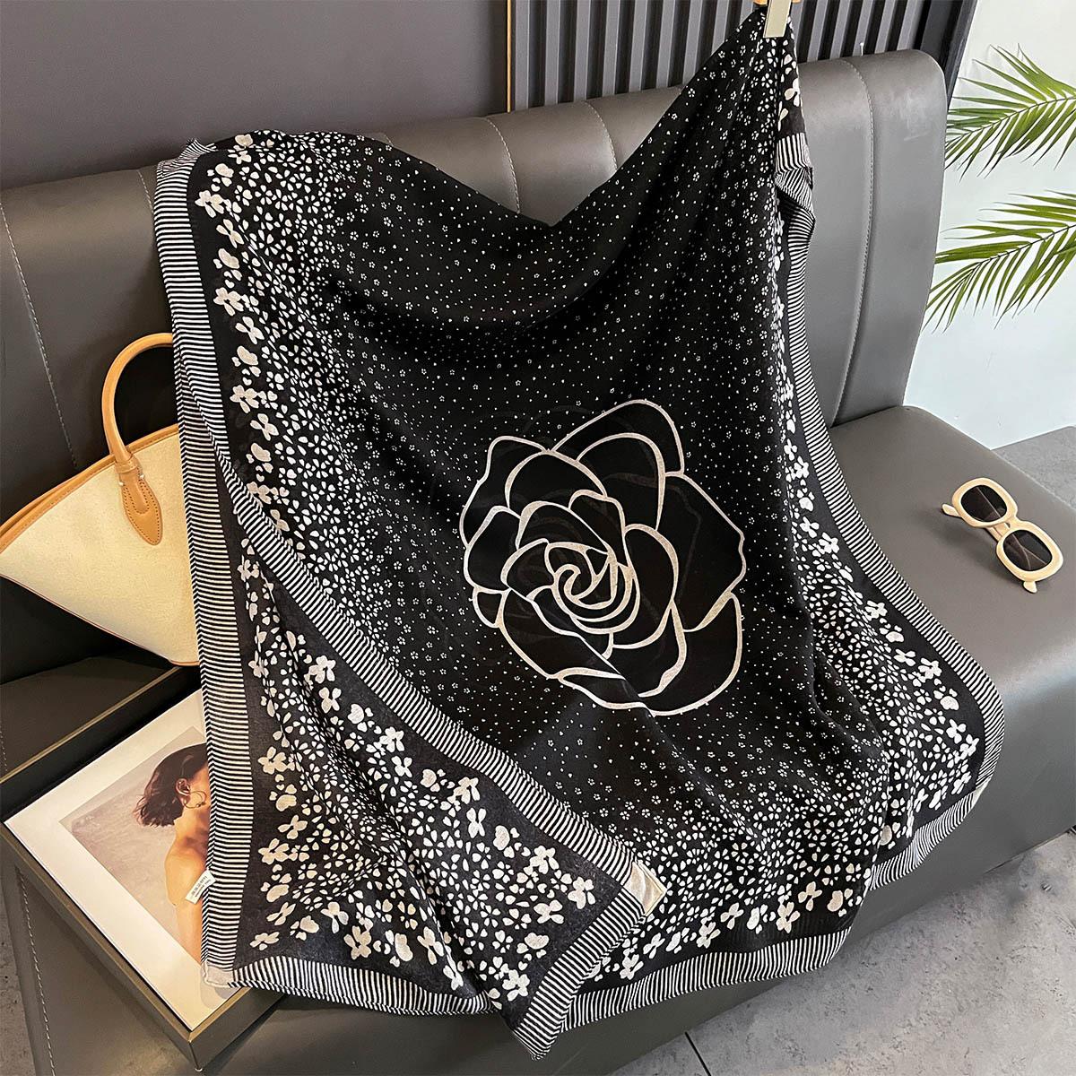 

Four Season Thin Sun-protective Cotton Linen Scarves Rose Print Silk Scarves Fashion Women Shawl Femme Hijab Bandana Beach Towel 85x180cm