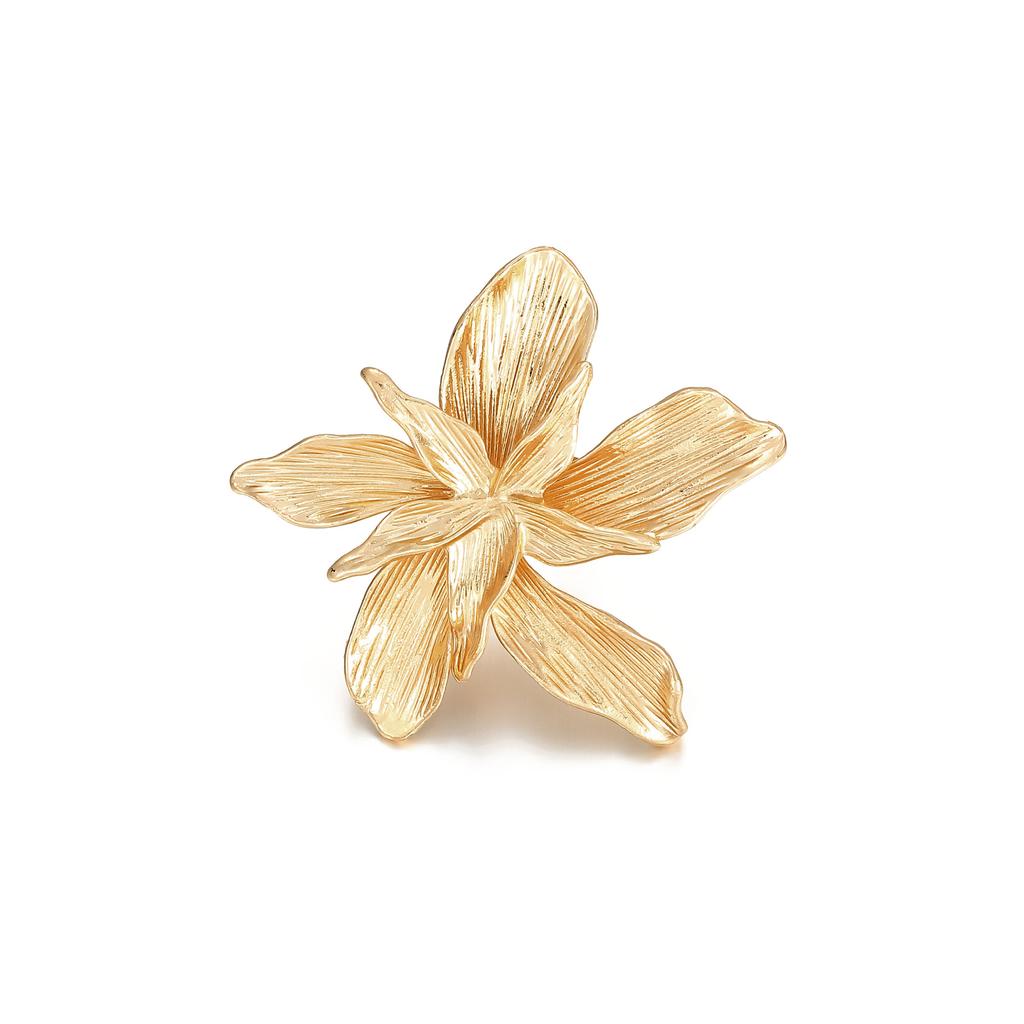 Personalized Five-Petal Flower Three-Dimensional Flower Opening Ring, Exaggerated Metal Wind Winding Ring