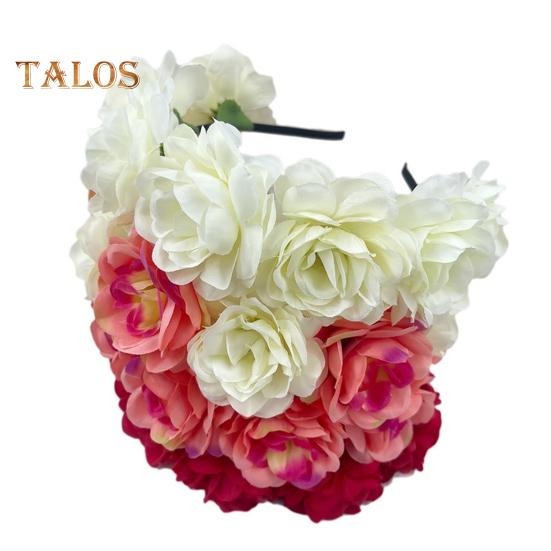 Imitation Rose Flower Headband Retro Fake Flower Decor Crown Headband Women Headpiece Hair Hoop Party Decor