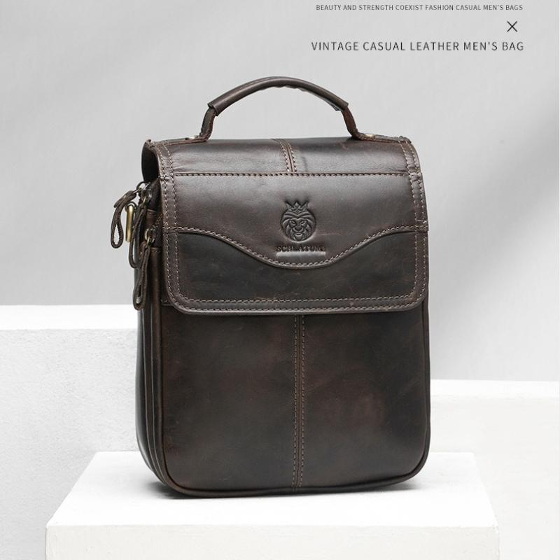 The First Layer of Cowhide Men's Shoulder Bag, Leather Trend Men's Bag, European and American Men's Large-capacity Messenger Bag