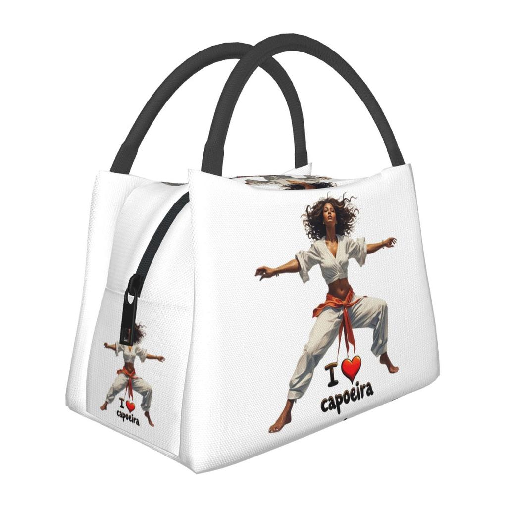 Dynamic Capoeira Art I Love Capoeira Design Insulated Lunch Bag for Women Bento Storage Food Boxes Cooler Thermal Lunch Box Tote