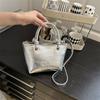 Summer Popular Silver Solid Color Women's Bag New Fashion Portable Shoulder Messenger Bag Exquisite Premium Bucket Bag