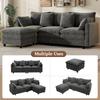 L-Shaped Corner Sofa with 4 Cushions and 3 Backrests, 3-Seater Sofa with Chaise Longue, Capacity up to 120 kg, Living Room Sofa 212×150×90 cm, Grey