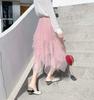 Irregular Mesh Skirt Women's Mid-length Spring New Product Gauze Skirt High Waist All-match Slimming Skirt