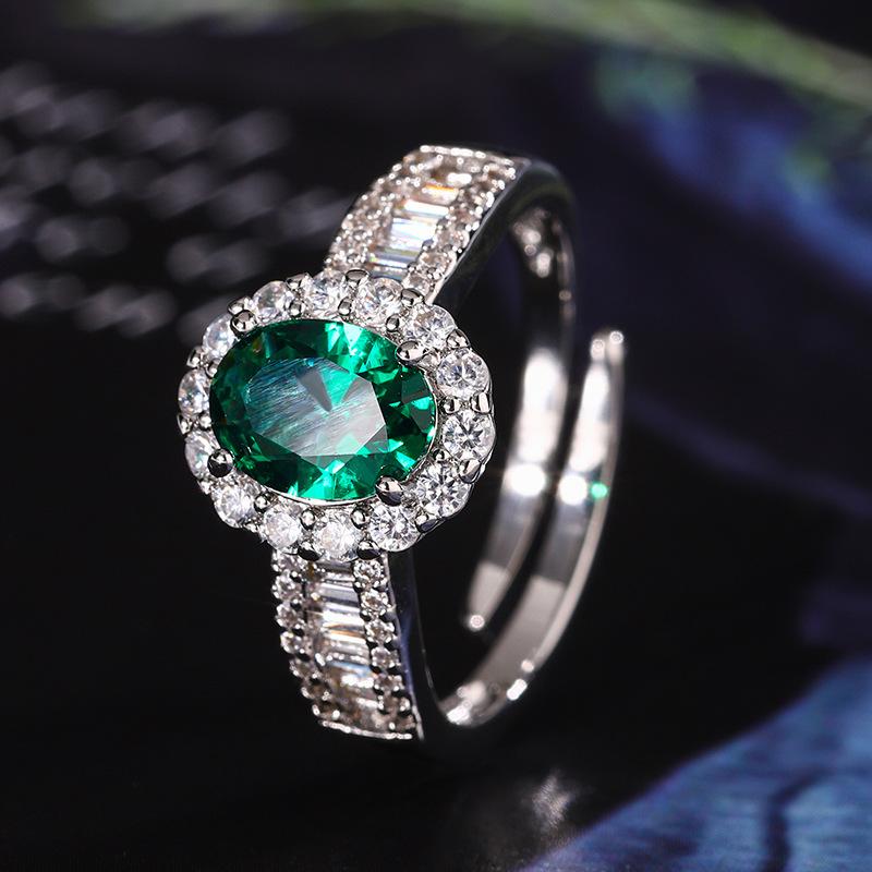 Jewelry Copper Bottom Gold-Plated Simulation Color Treasure Corundum Oval Retro Shape 6 * 8