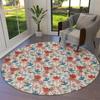 Watercolor Flower Round Rug Non-slip Floral Carpet for Living Room Bedroom Kitchen Decor Circle Doormat
