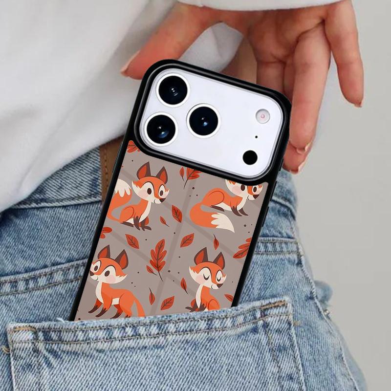 Autumn leaves fall fox pumpkin Halloween Phone Case for iPhone 16e 15 14 13 12 17 Pro Max Plus Air 17pro Cover Coque