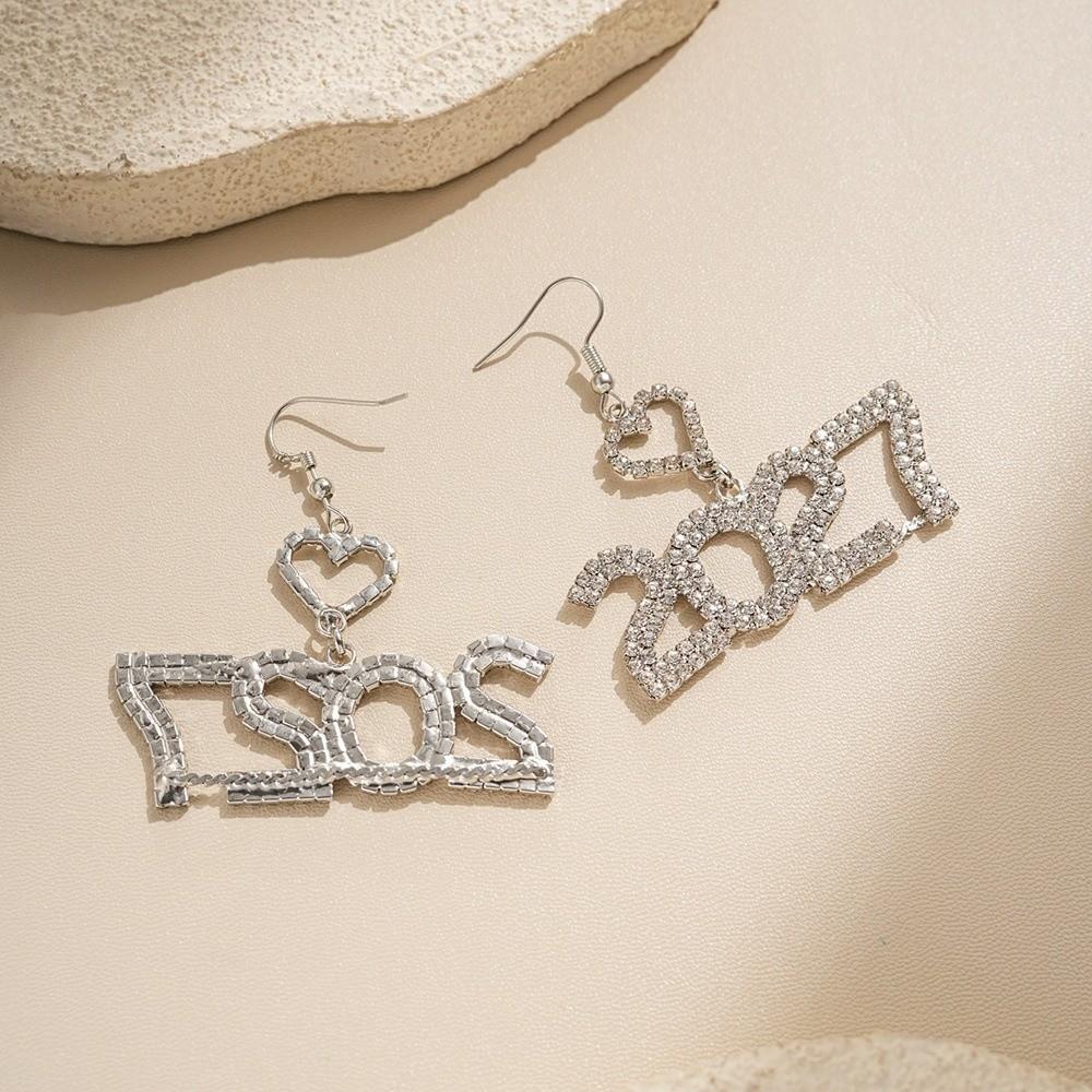Elegant 2027 Digital Earrings Rhinestone Stud Earrings Jewelry Happy New Year Earrings Party