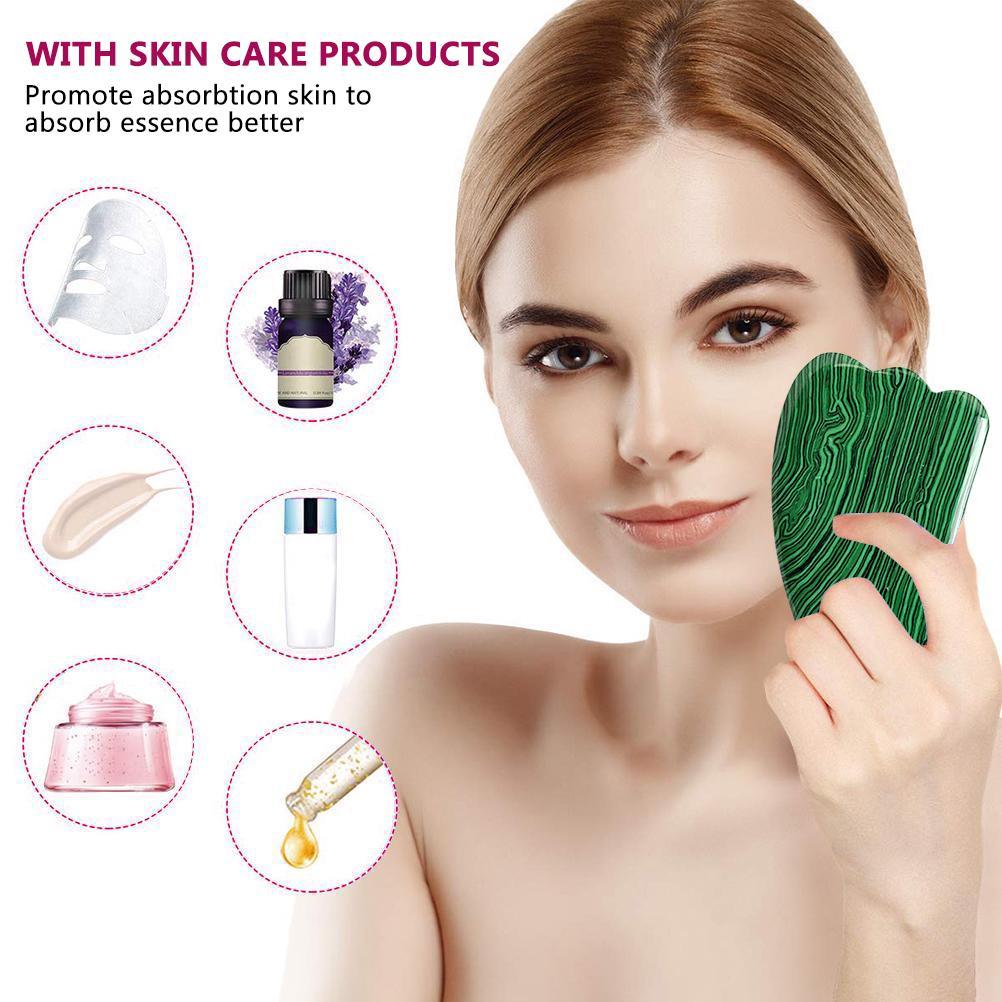 

Инструмент для скульптуры лица Гуа Ша Камень Гуа Ша Инструмент для лица Гуа Ша для лица и тела зелёный