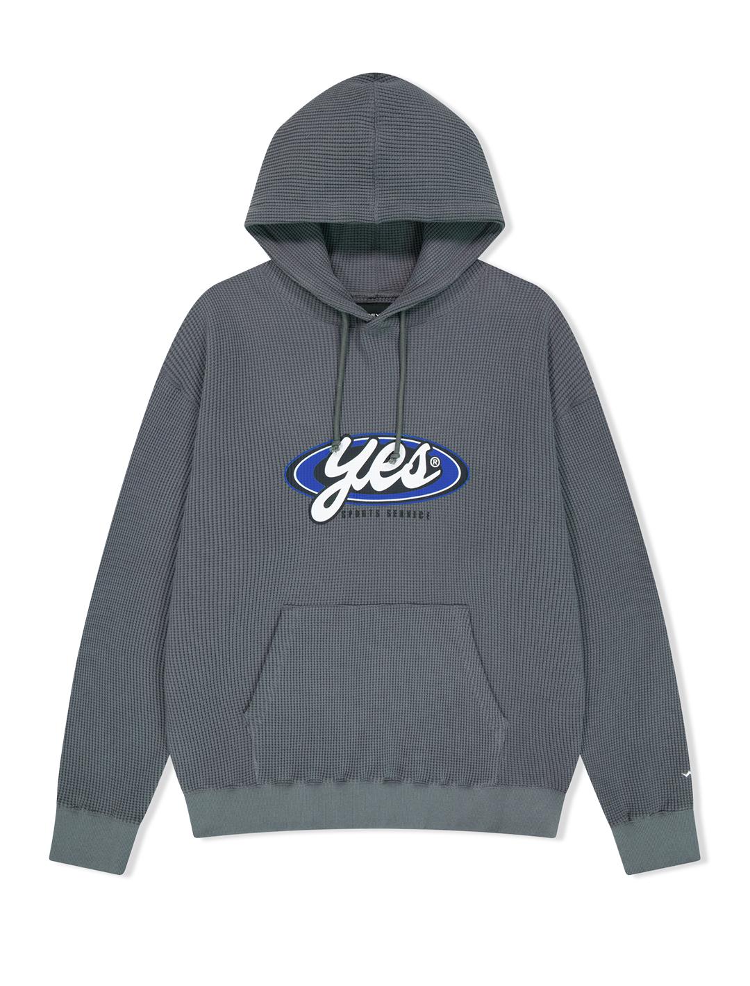 Yes Ic Y.E.S Waffle Hoodie Dark Gray Dark Grey/S