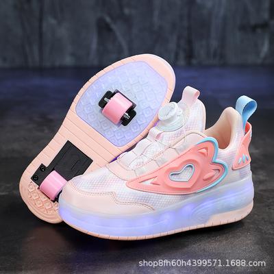 Girls Double Wheel Runaway Shoes 225 Children's Sports Skates Student Edition Glow Boys Retractable Pulley Shoes