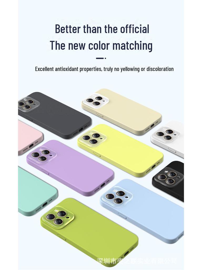 Crystal Lens Mobile Phone Case - Liquid Silicone Small Window for Apple 15 Pro Max, 14/13 Anti-fall Cover