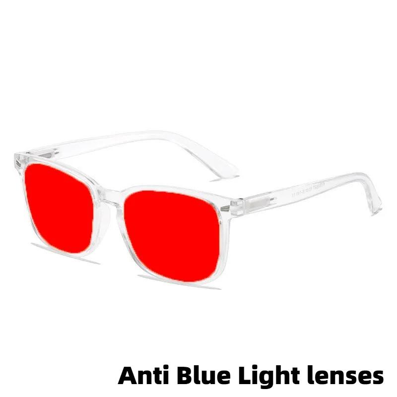 Fashion Square Frame Plain Glasses Orange & Red Lenses Anti Blue Light Glasses Gaming Protective Eyewear Night Driving Goggles