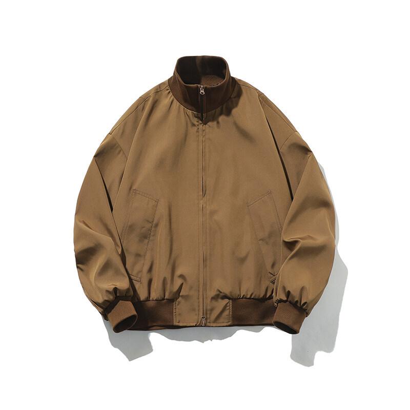 

Американская ретро силуэт куртка-бомбер мужская весенняя новая модная брендовая бейсбольная куртка с воротником-стойкой короткий топ 3XL коричневый
