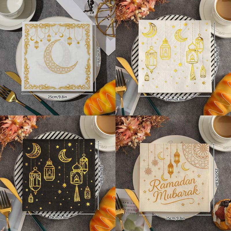 Ramadan Moon-Patterned Napkin Ramadan Gathering Tableware Eid Mubarak Kitchens Supplies Ramadan Festival Party DIY Decoration