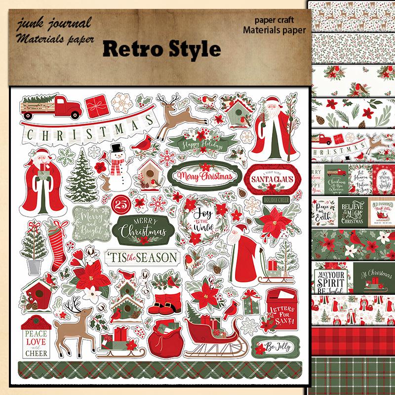 European & American Christmas Series Paper - 12 Sheets for Holiday Decoration Gifts